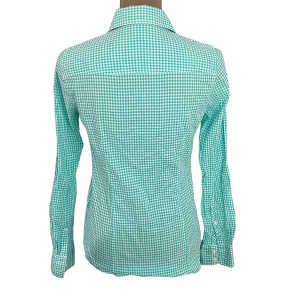 J Crew factory Gingham button down shirt green and white size XS - Picture 2 of 14